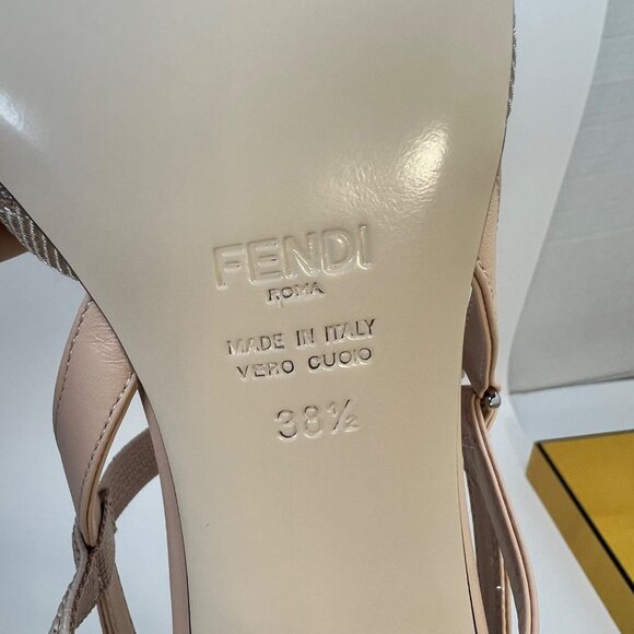 Fendi Colibrí Lite Pointed Toe Slingback Pump Kitten Heel Rose Women Size 38.5 - Picture 7 of 11